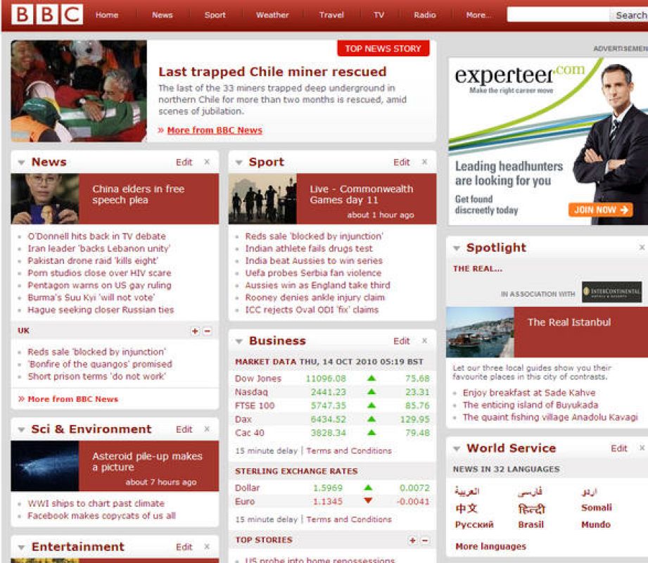 Portada digital de la BBC