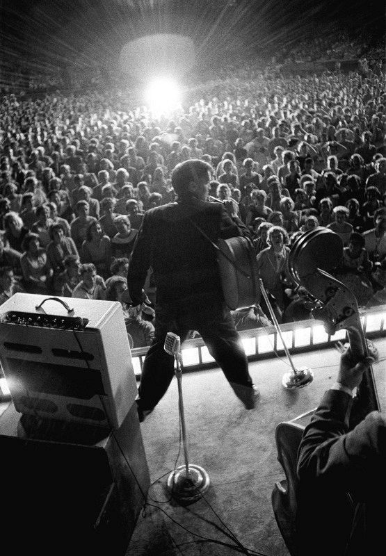 Elvis en el escenario en uno de sus conciertos