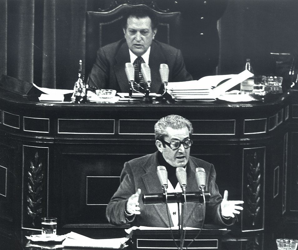 Marcelino Camacho, durante una intervención en el Congreso de los Diputados.