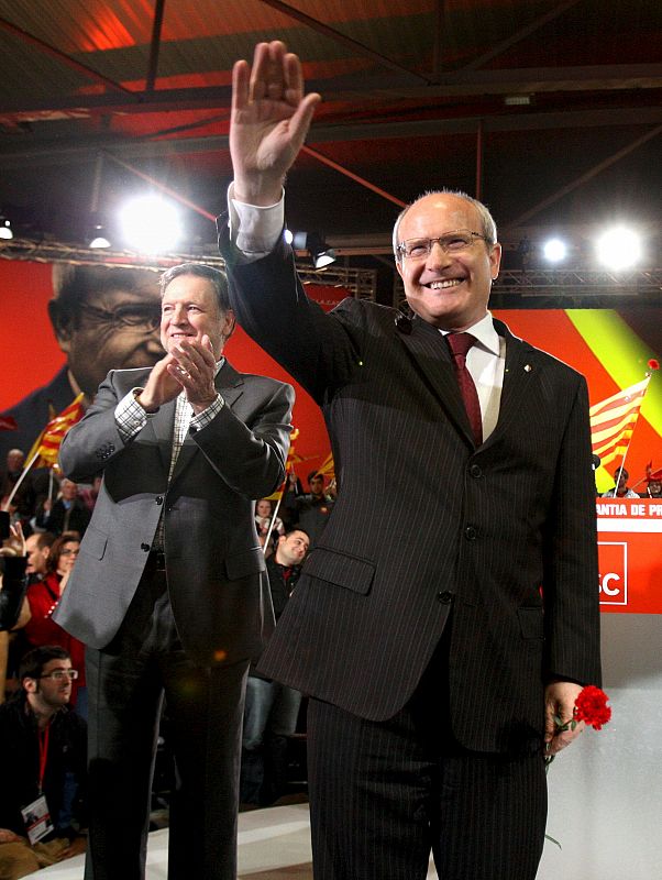 José Montilla y Marcelino Iglesias participan en un mitin en Terrassa el primer miércoles de las elecciones