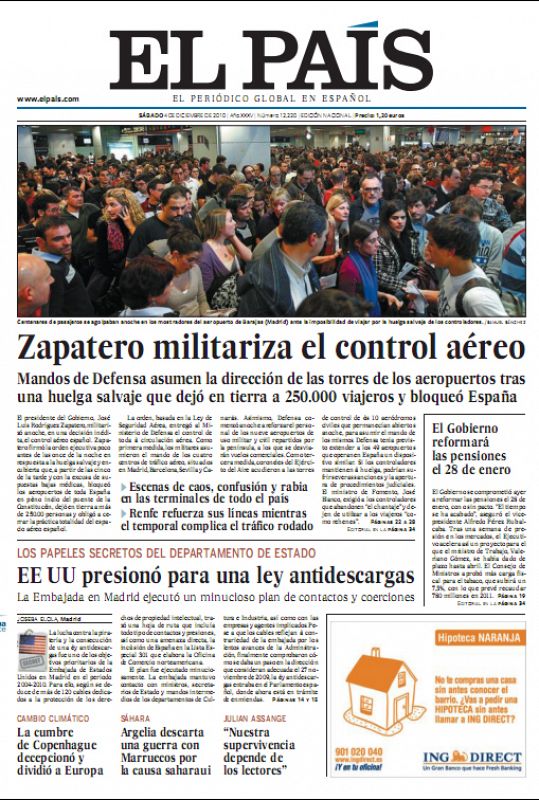 Portada de El País