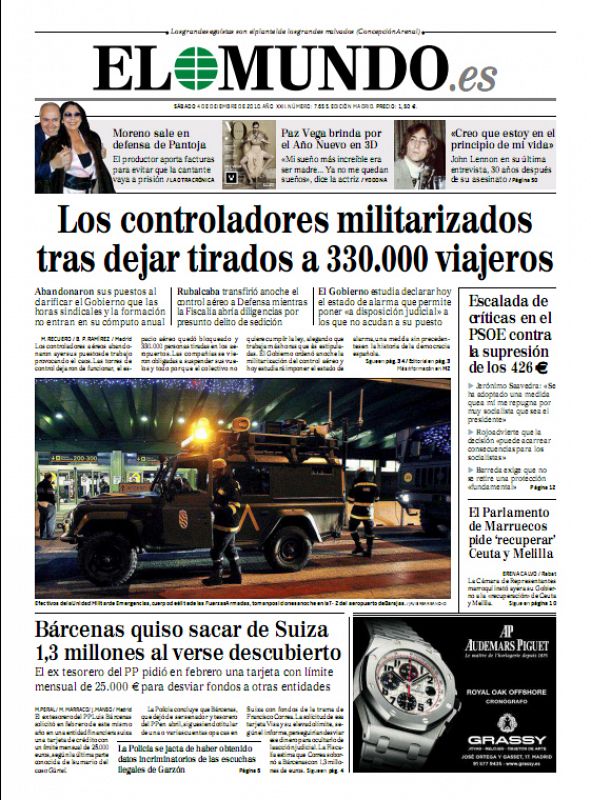 Portada de El Mundo