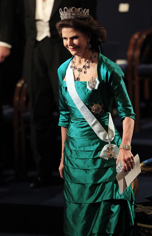 Sweden's Queen Silvia arrives to attend the Nobel prizes award ceremony in Stockholm