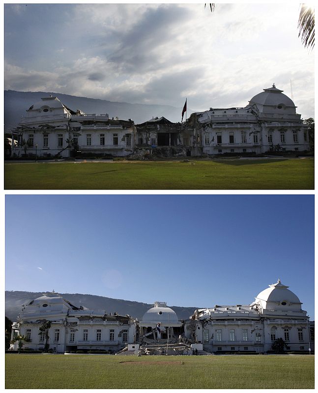 Imágenes del Palacio Presidencial de Haití, enero de 2011 y enero de 2010