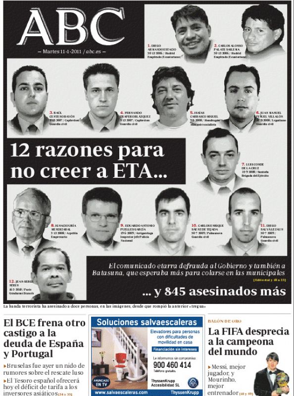 ABC habla de 12 razones para no creer a la banda terrorista.