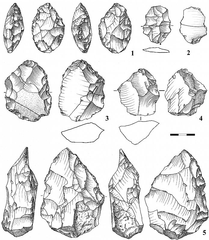 Bocetos de los utensilios encontrados en la caja de herramientas datada de hace 125.000 años