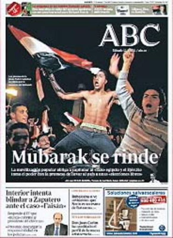   ABC titula: "Mubarak se rinde".