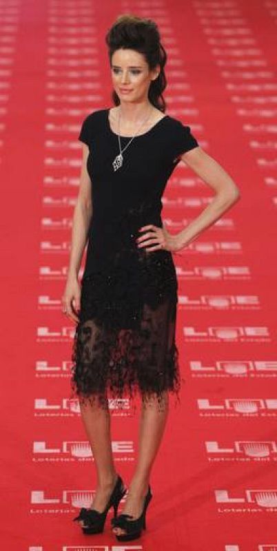 Pilar Lopez de Ayala, nominee for Best Supporting Actress, poses as she arrives for the Spanish Film Academy's Goya awards ceremony