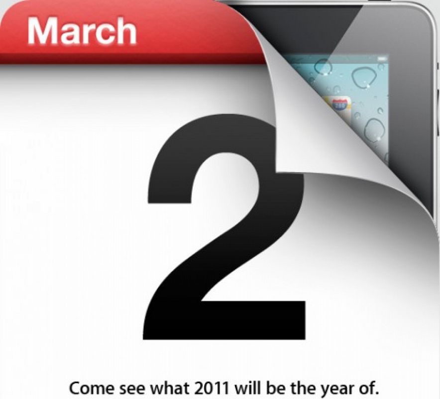 Invitación al evento de Apple en el que se espera que sea presentado el iPad 2