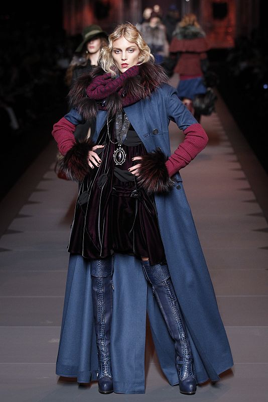 A model presents a creation by British designer John Galliano for French fashion house Dior as part of his Fall-Winter 2011/2012 women's ready-to-wear fashion collection in Paris