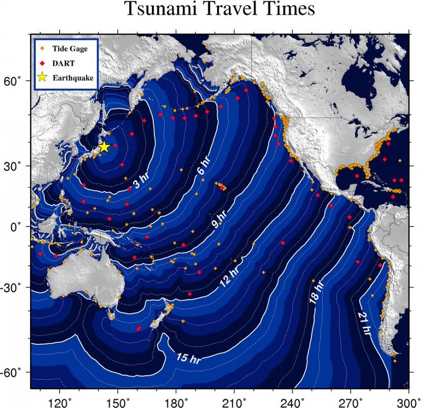 Avance previsto del tsunami
