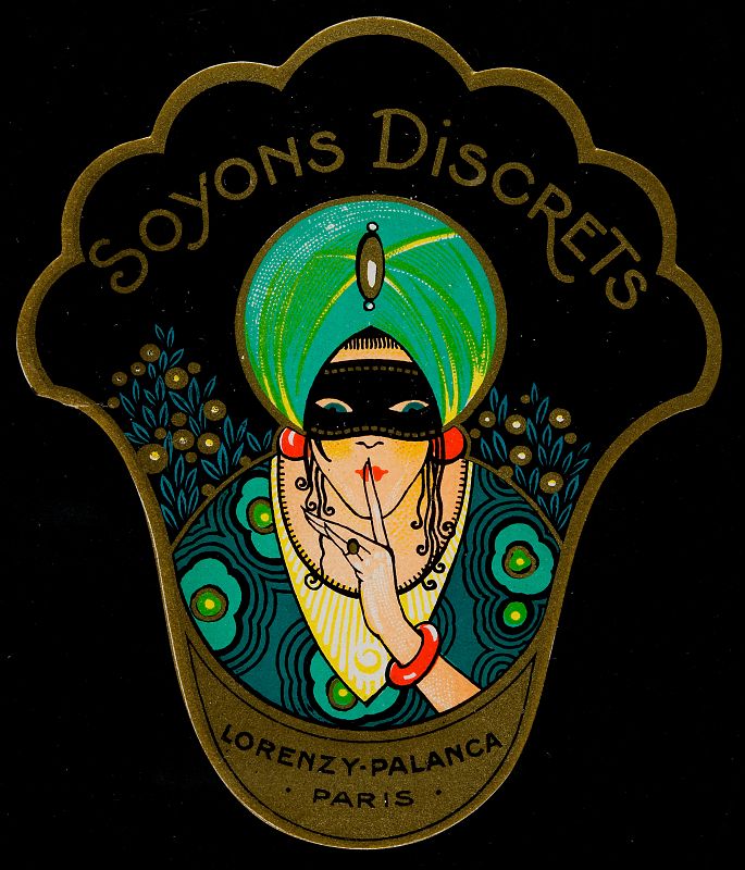 Etiqueta comercial de la casa de comestica parisisna Lorenzy-Palanca (1930)