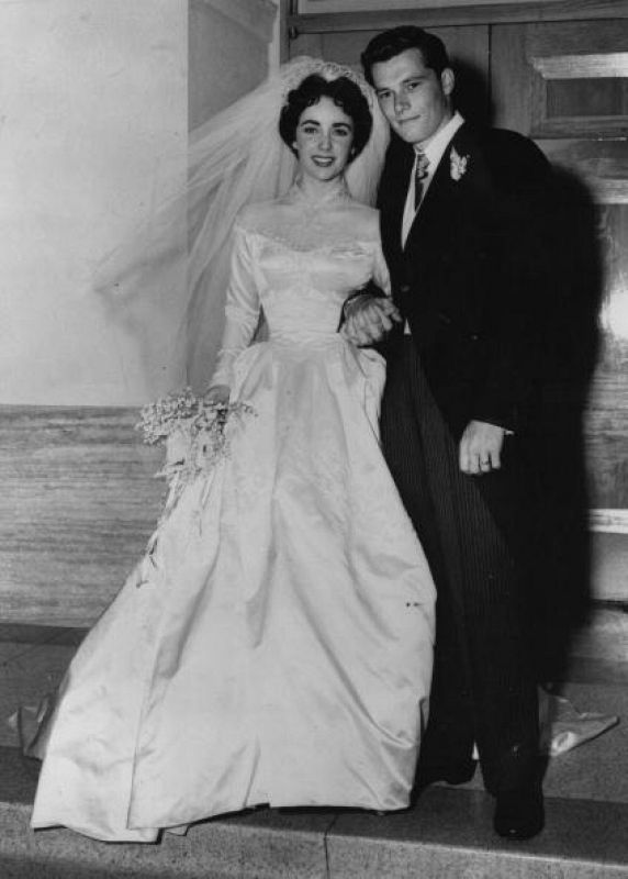 Elizabeth Taylor el día de su boda con su primer marido, el hotelero Conrad Hilton