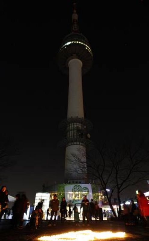 A view of N Seoul Tower during Earth Hour in Seoul