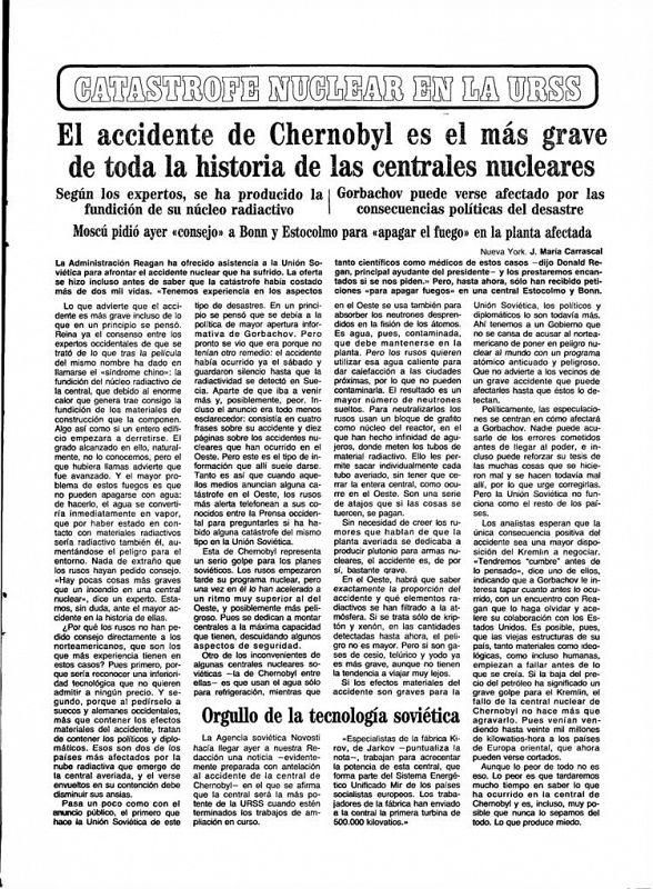 Periódico Abc en su edición del 29 de abril de 1986