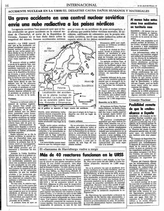 "Diario 16" lo contaba así en su edición del 29 de abril de 1986