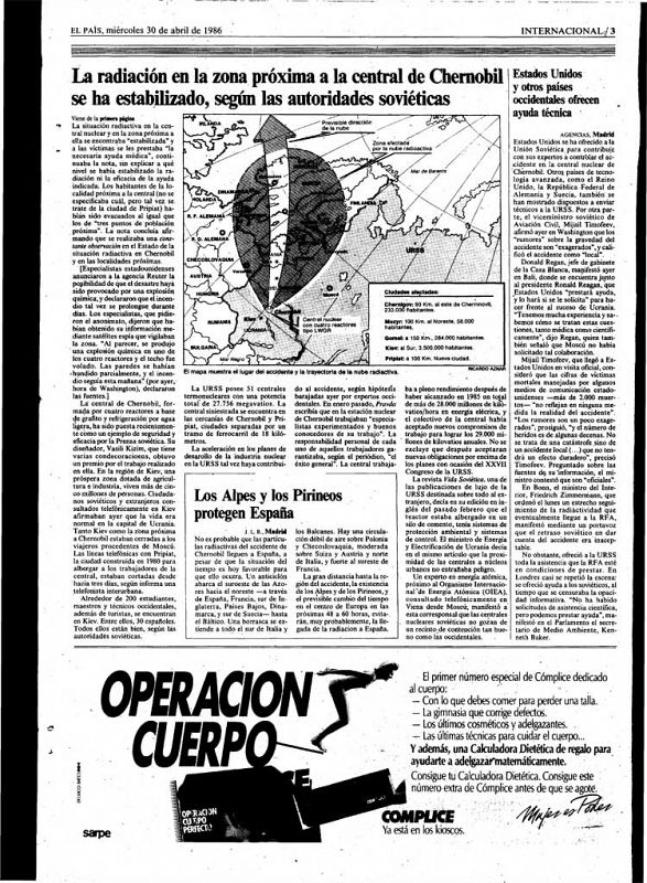 En su edición del 30 de abril de 1986. "El País" llevaba en sus páginas un amplio reportaje sobre el tema