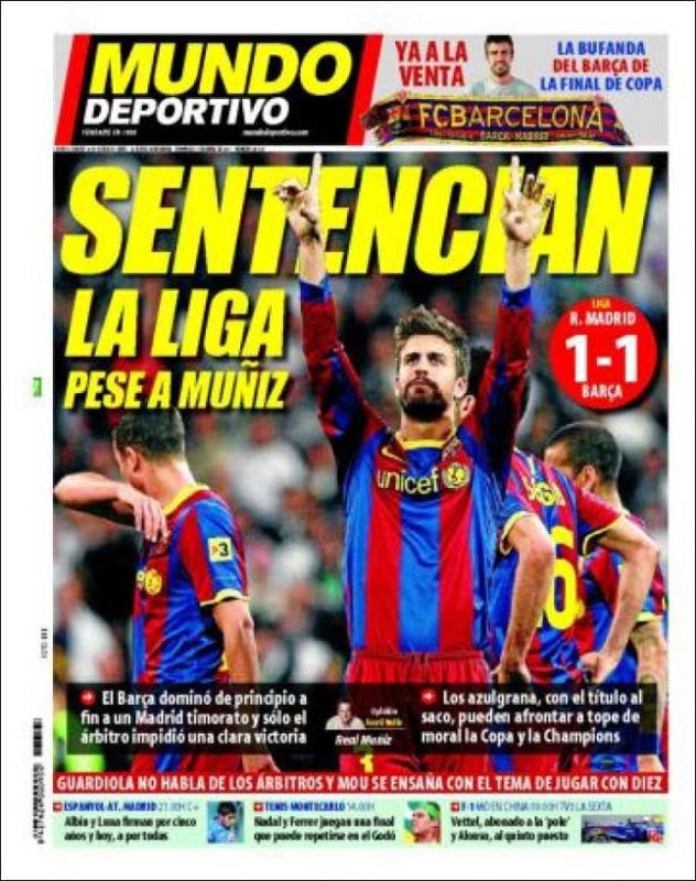 Portada del diario El Mundo Deportivo del domingo 17 de abril de 2011
