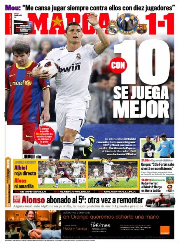 Portada del diario deportivo Marca del domingo 17 de abril de 2011