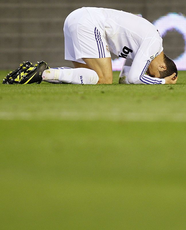 Real Madrid's Ronaldo reacts during their King's Cup final soccer match against Barcelona at Mestalla stadium in Valencia