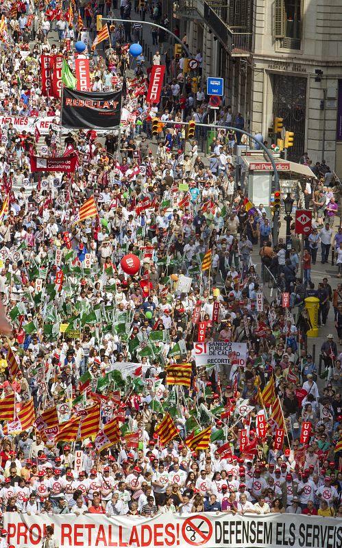 Aspecto de la manifestación, en la que se han concentrado más de 30.000 personas