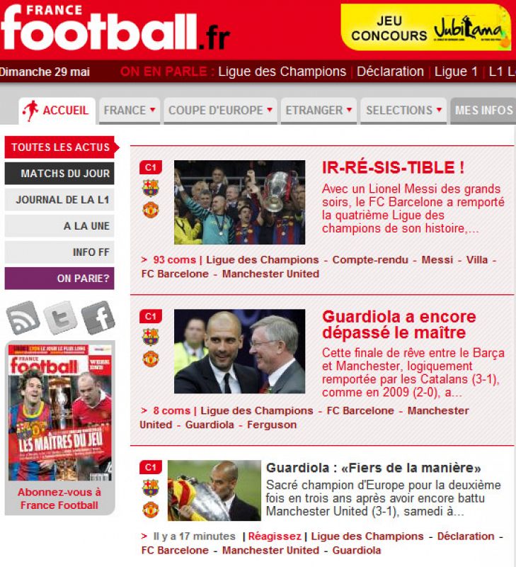 Para la presitigiosa revista fracesa France Football el Barça es "irresistible".