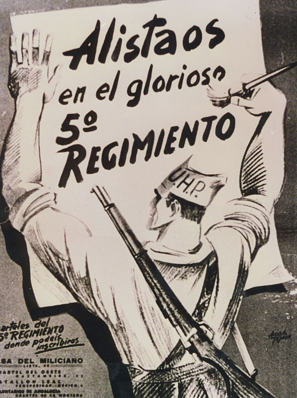 Cartel publicitario del quinto regimiento durante la Guera Civil