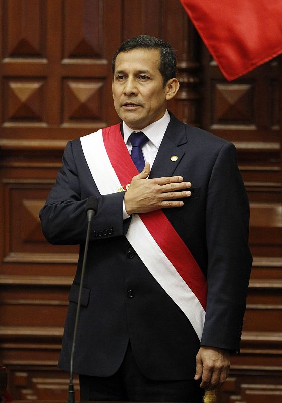Ollanta Humala en el momento del juramento como presidente de Perú
