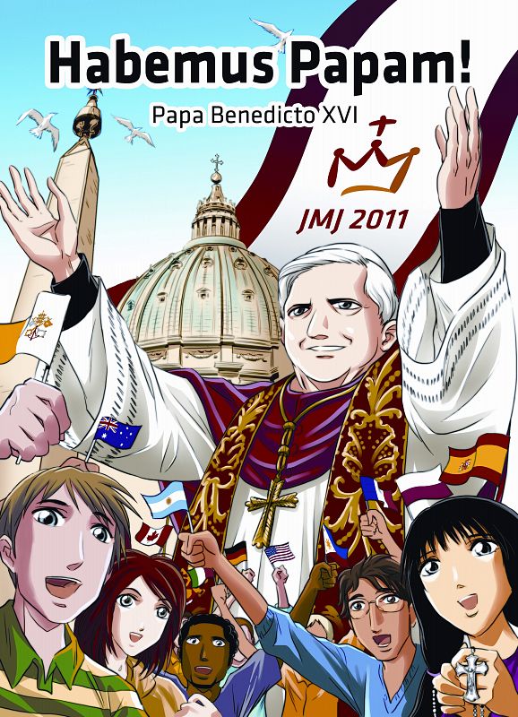 Foto cedida por la editorial estadounidense Manga Hero que muestra la portada del cómic "¡Habemus Papam!"