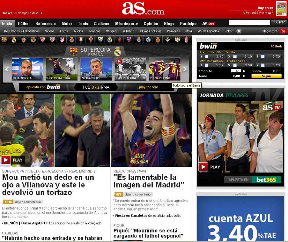 La tangana del partido y el enfrentamiento de declaraciones son lo más comentado de la Supercopa 2011.