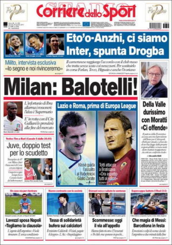   La Supercopa Barça - Madrid no aparece como destacado y destaca al jugador estrella Messi.