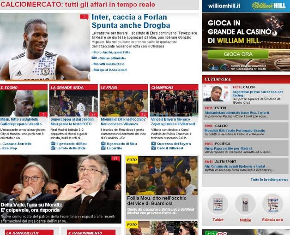  La prensa italiana se centra en la polémica Mourinho vs Tito Vilanova