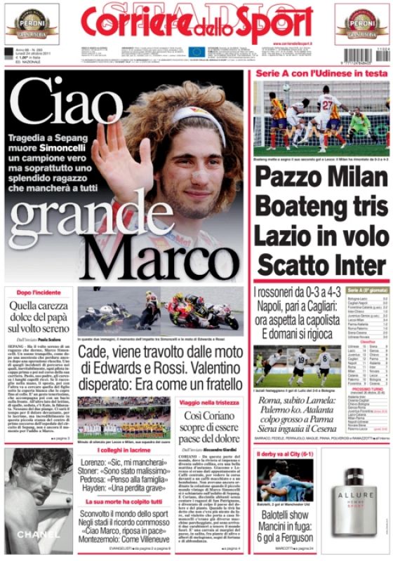 El 'Corriere dello Sport' titula "Adiós gran Marco".