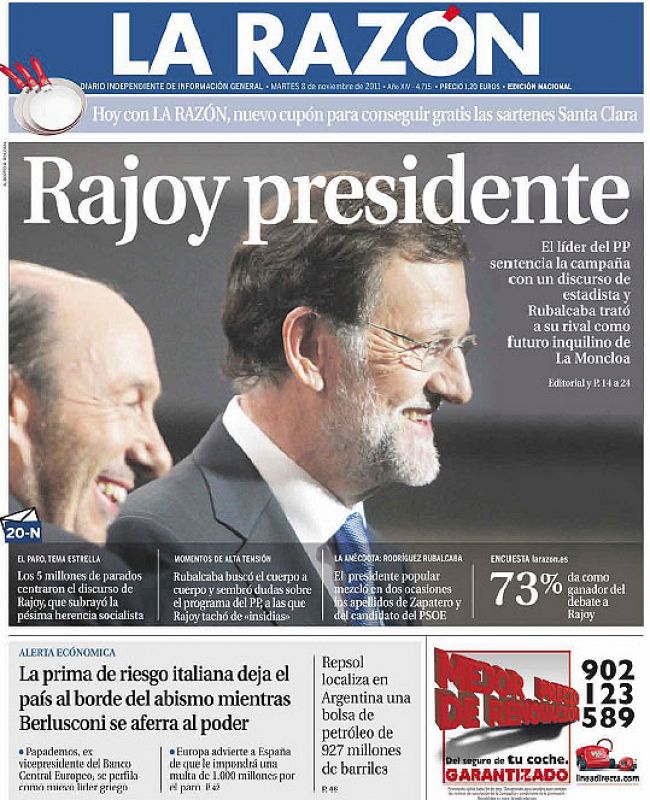 La Razón califica a Rajoy como "presidente"