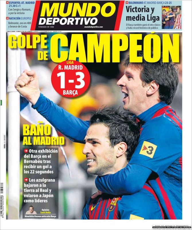 "Baño al Madrid", se puede leer en el Mundo Deportivo.