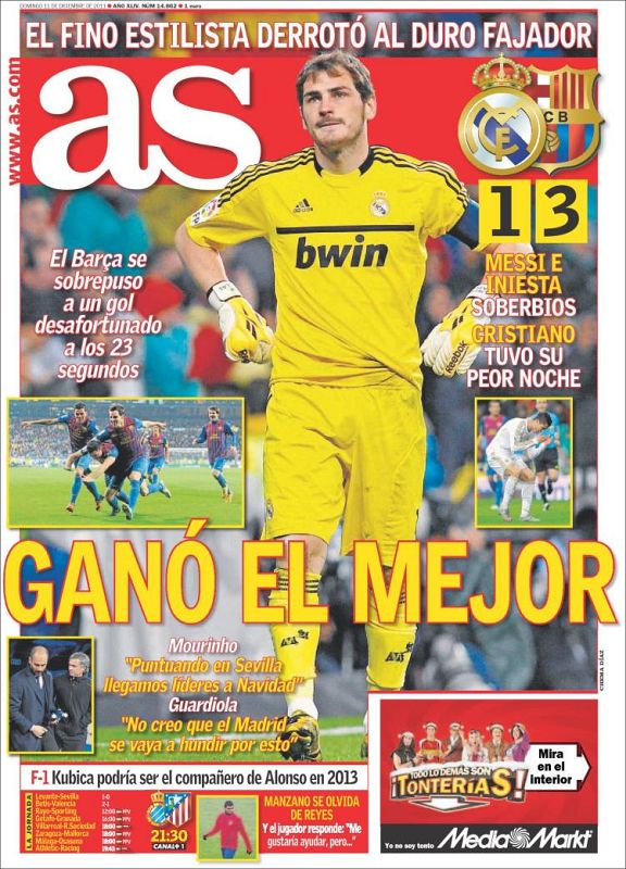 El diario As se rinde a la superioridad azulgrana.