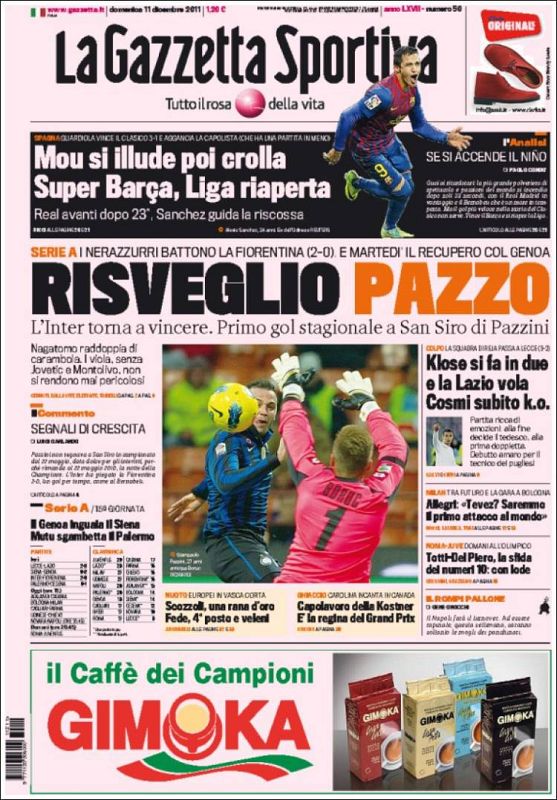 La Gazzeta dello Sport no pasa por alto el gran partido del Barça e incide en que la Liga española vuelve a estar viva.