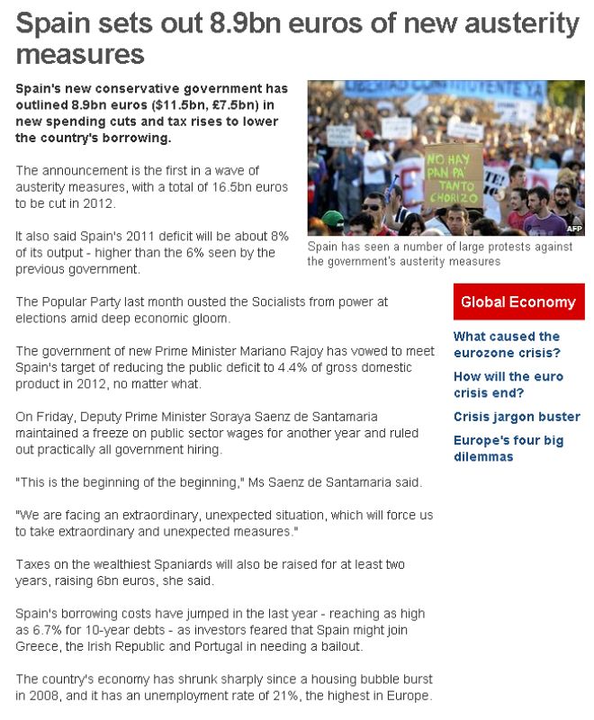 La 'BBC' británica se hace eco del recorte de 8.900 millones de euros anunciado este viernes por el nuevo Gobierno de España