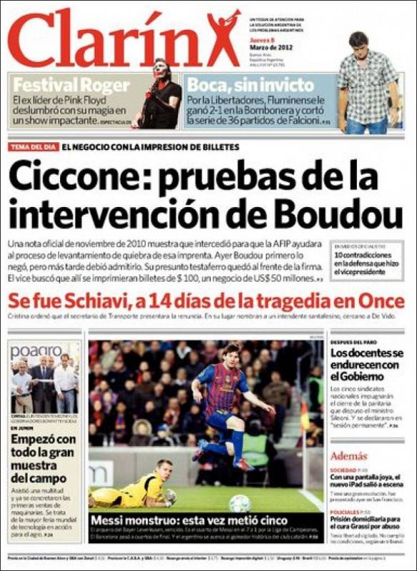 Portada de Clarín