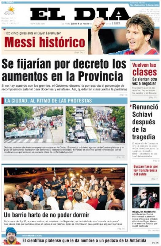 Portada de El día