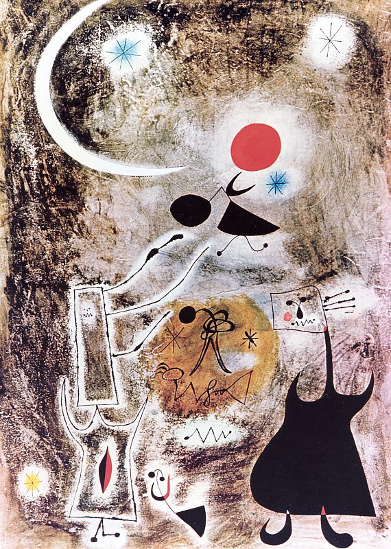 "Mujer con pájaros cara al sol", Joan Miró