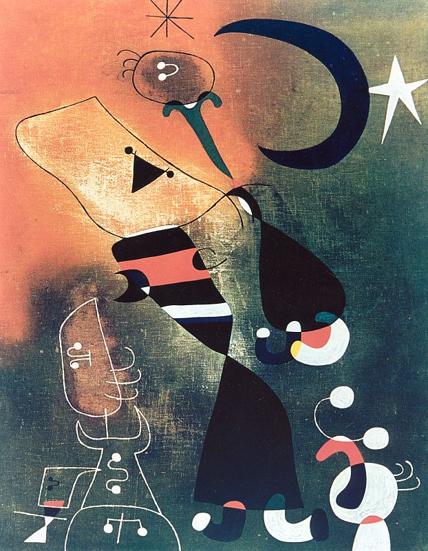 "Mujeres y pájaros al claro de luna", Joan Miró