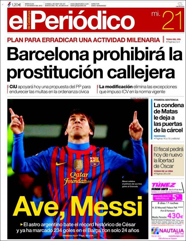 El Periódico titula "Ave, Messi".