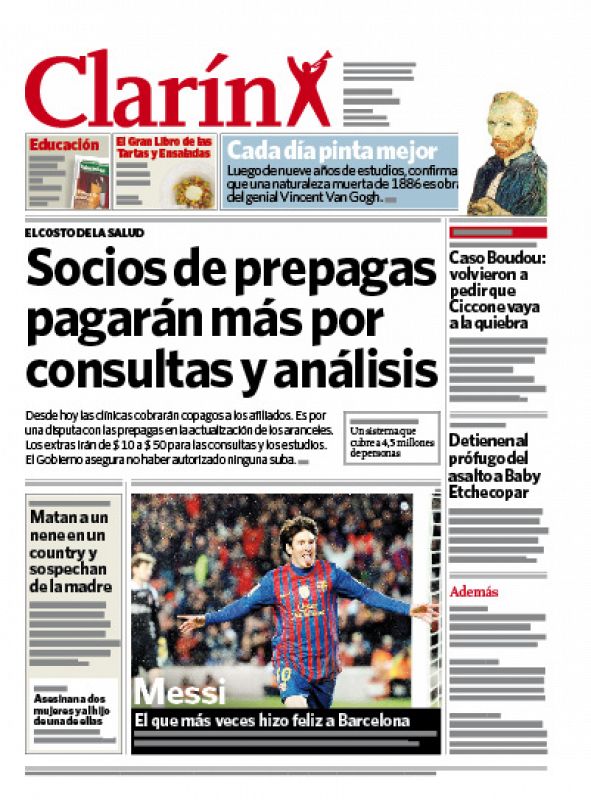"El que más veces hizo feliz a Barcelona", apunta Clarín.