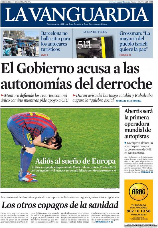 La Vanguardia titula "Adiós al sueño de Europa".