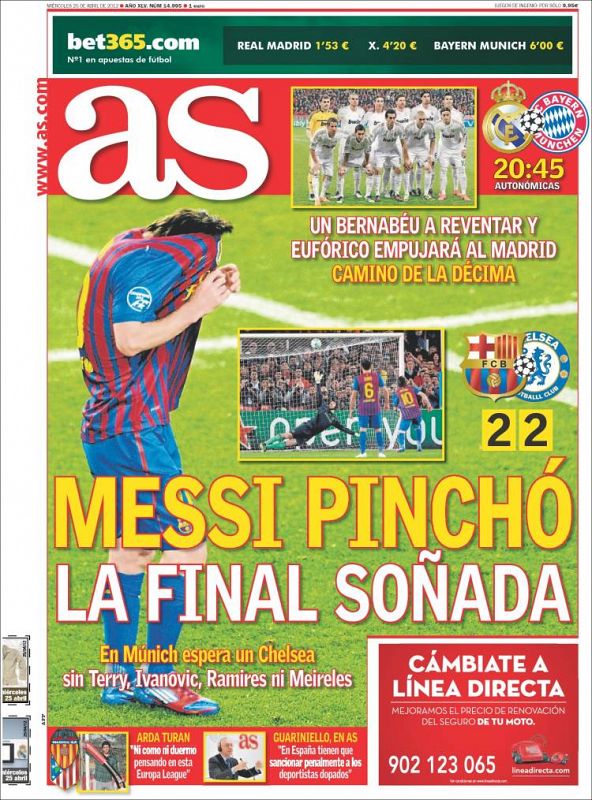 "Messi pinchó la final soñada", abre el diario AS