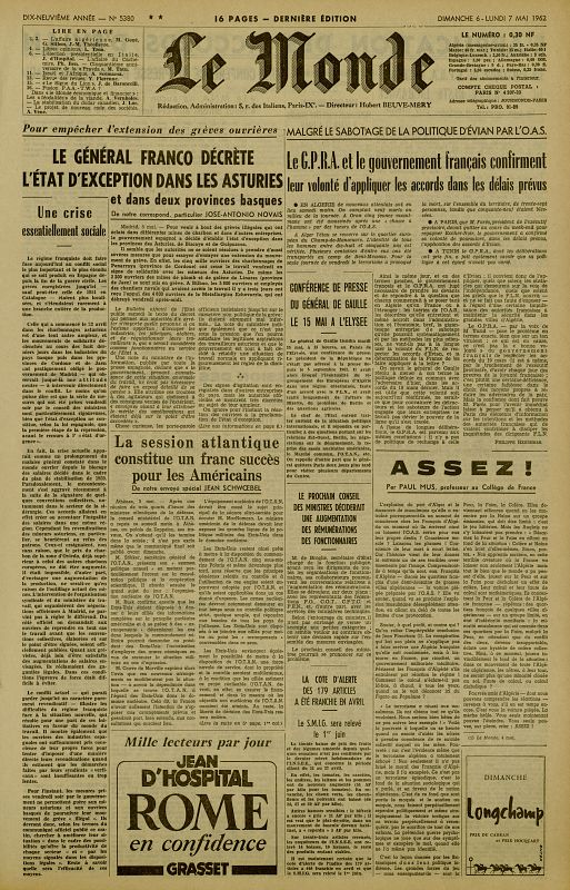 Las huelgas del 62 en 'Le Monde'
