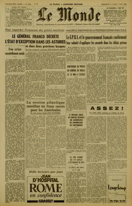 Las huelgas del 62 en 'Le Monde'