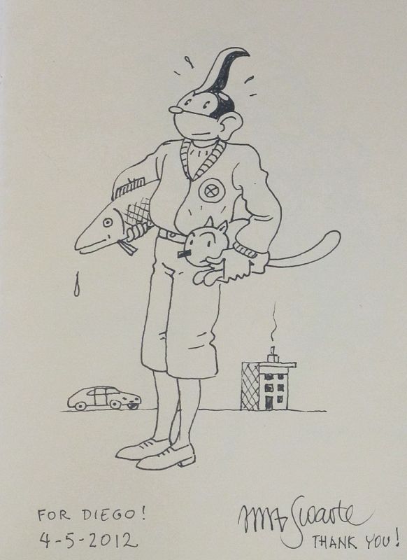 Dedicatoria del gran artísta europeo Joost Swarte para el traductor Diego García Cruz (Uno de los grandes traductores con los que cuenta el salón)