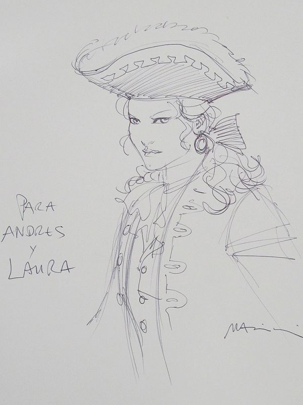 Dedicatoria de Enrico Marini ('El Escorpión') para la gran dibujante española, Laura Pérez Vernetti